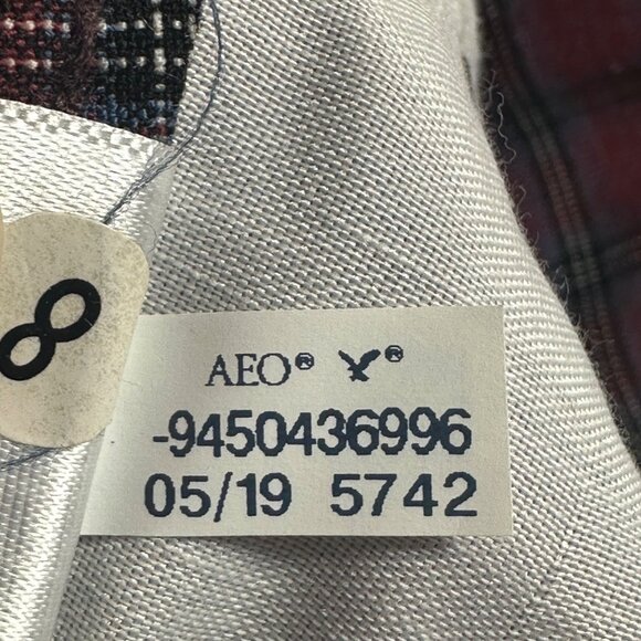 American Eagle Outfitters Hi-Rise Mini Skirt Plaid Maroon Black SZ 00 Preppy - Picture 7 of 11